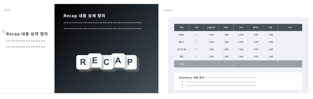 인플루언서 체험단 마케팅 리포트 템플릿 양식 중 요약 파트